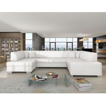 Coltar extensibil stanga 6 locuri ELTAP, Hv20, Havana, 322x204x72 cm, lemn/poliester, alb