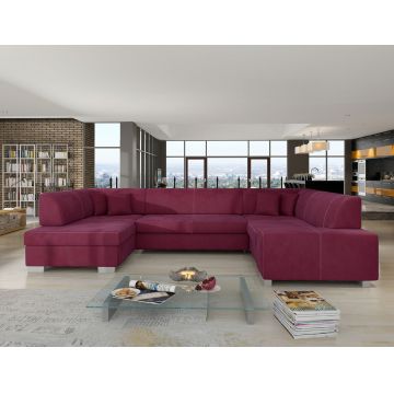 Coltar extensibil stanga 6 locuri ELTAP, Hv39, Havana, 322x204x72 cm, lemn/poliester, fucsia