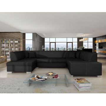 Coltar extensibil stanga 6 locuri ELTAP, Hv45, Havana, 322x204x72 cm, lemn/poliester, negru