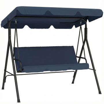 Outsunny Balansoar de Grădină Exterior Leagăn 3 locuri cu Copertină Reglabilă și Cadru din Oțel 172x118x153 cm Bleumarin | Aosom Romania