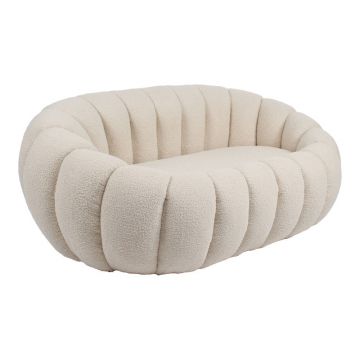 Canapea 2 locuri Yannick, Boucle Bej, 148x92x62 cm