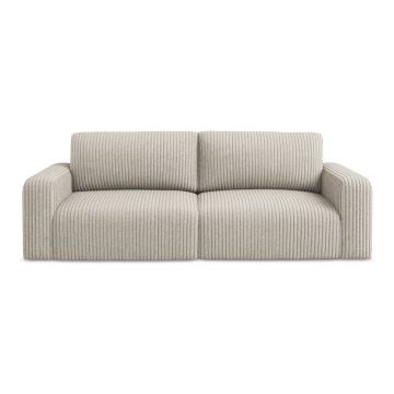 Canapea bej extensibilă/cu spațiu de depozitare cu tapițerie din catifea reiată 252 cm Kona – Makamii