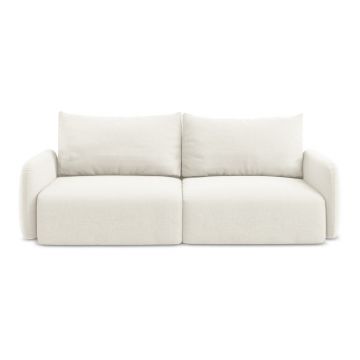 Canapea crem extensibilă/cu spațiu de depozitare cu tapițerie din catifea 238 cm Kalena – Makamii