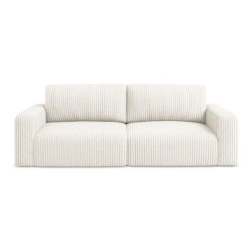Canapea crem extensibilă/cu spațiu de depozitare cu tapițerie din catifea reiată 252 cm Kona – Makamii