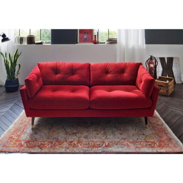 Canapea Cu 3 Locuri, textil, roșu închis