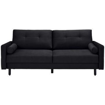 Canapea Extensibilă, textil, negru