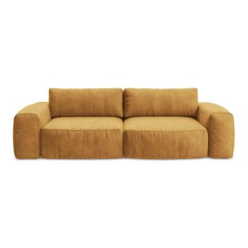 Canapea galben-muștar extensibilă cu tapițerie din chenille 275 cm Kuki – Makamii