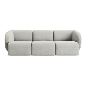 Canapea gri deschis cu tapițerie din chenille 244 cm Lani – Makamii