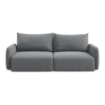 Canapea gri extensibilă/cu spațiu de depozitare cu tapițerie din catifea 238 cm Kalena – Makamii