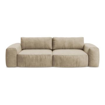 Canapea maro deschis extensibilă cu tapițerie din chenille 275 cm Kuki – Makamii