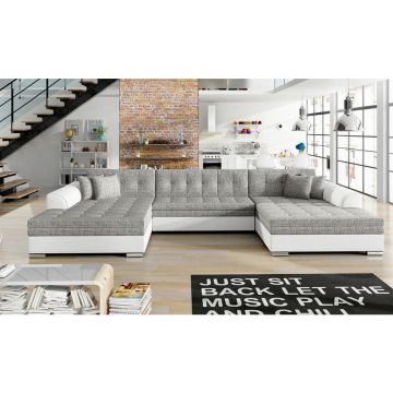 Canapea Modulară, textil, alb, gri deschis