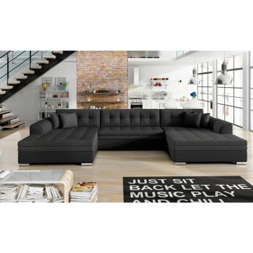 Canapea Modulară, textil, antracit, negru