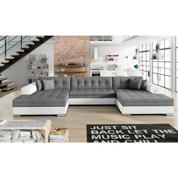 Canapea Modulară, textil, gri, alb