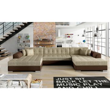 Canapea Modulară, textil, maro deschis, maro-roșiatic