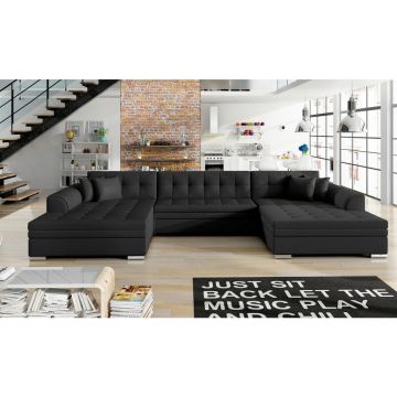 Canapea Modulară, textil, negru