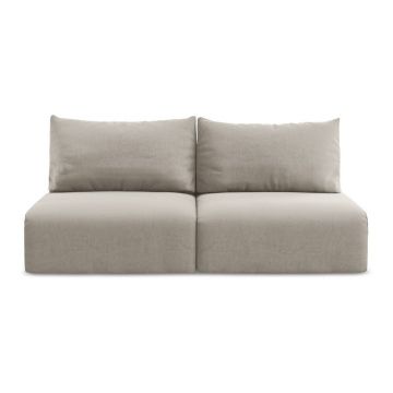 Canapea taupe extensibilă/cu spațiu de depozitare cu tapițerie din catifea 216 cm Kalena – Makamii