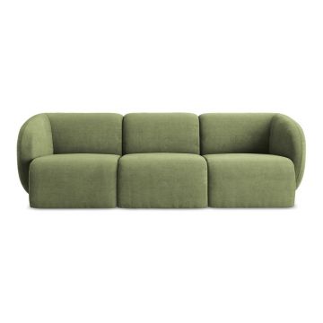 Canapea verde cu tapițerie din chenille 244 cm Lani – Makamii