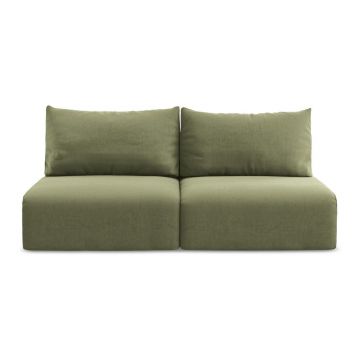 Canapea verde extensibilă/cu spațiu de depozitare cu tapițerie din catifea 216 cm Kalena – Makamii