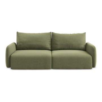 Canapea verde extensibilă/cu spațiu de depozitare cu tapițerie din catifea 238 cm Kalena – Makamii