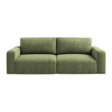 Canapea verde extensibilă/cu spațiu de depozitare cu tapițerie din chenille 252 cm Kona – Makamii