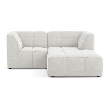 Colțar alb cu tapițerie din țesătură bouclé (cu colț pe partea dreaptă/cu șezlong) Aloha – Makamii