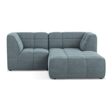 Colțar albastru cu tapițerie din țesătură bouclé (cu colț pe partea dreaptă/cu șezlong) Aloha – Makamii