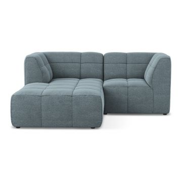 Colțar albastru cu tapițerie din țesătură bouclé (cu colț pe partea stângă/cu șezlong) Aloha – Makamii