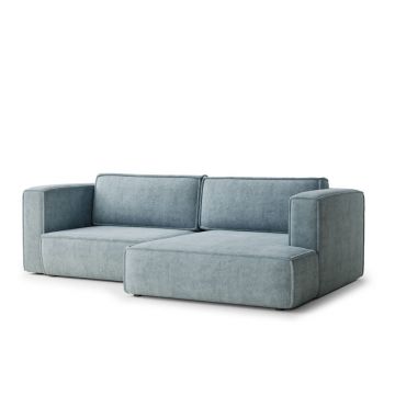 Colțar albastru deschis extensibil/cu spațiu de depozitare cu tapițerie din chenille (cu colț pe partea dreaptă/cu șezlong) Velto – Maison de Rêve