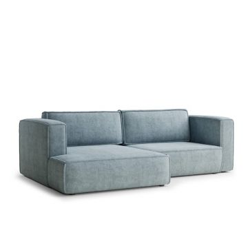 Colțar albastru deschis extensibil/cu spațiu de depozitare cu tapițerie din chenille (cu colț pe partea stângă/cu șezlong) Velto – Maison de Rêve