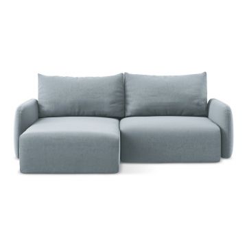 Colțar albastru extensibil/cu spațiu de depozitare cu tapițerie din catifea (cu colț pe partea stângă/cu șezlong) Kalena – Makamii