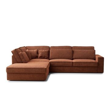 Colțar arămiu cu tapițerie din chenille (cu colț pe partea stângă/în formă de ”L”) Kirou – Maison de Rêve