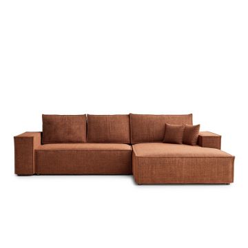 Colțar arămiu extensibil/cu spațiu de depozitare cu tapițerie din chenille (cu colț pe partea dreaptă/cu șezlong) Maze – Maison de Rêve