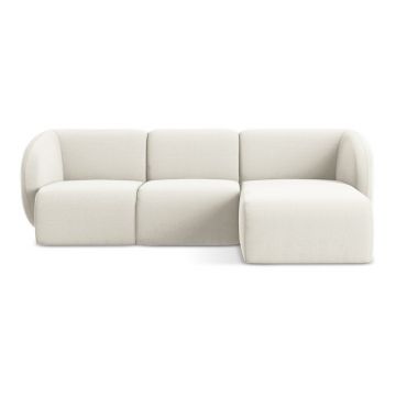 Colțar bej cu tapițerie din catifea (cu colț pe partea dreaptă/cu șezlong) Lani – Makamii