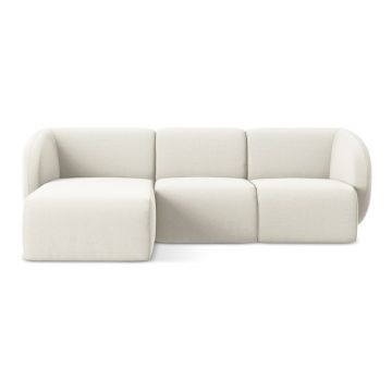 Colțar bej cu tapițerie din catifea (cu colț pe partea stângă/cu șezlong) Lani – Makamii