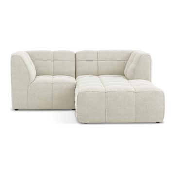 Colțar bej cu tapițerie din țesătură bouclé (cu colț pe partea dreaptă/cu șezlong) Aloha – Makamii