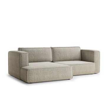 Colțar bej extensibil/cu spațiu de depozitare cu tapițerie din chenille (cu colț pe partea stângă/cu șezlong) Velto – Maison de Rêve