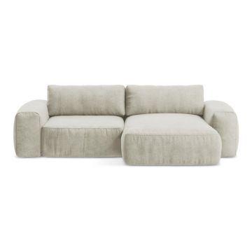 Colțar bej extensibil cu tapițerie din chenille (cu colț pe partea dreaptă/cu șezlong) Kuki – Makamii