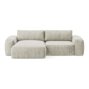 Colțar bej extensibil cu tapițerie din chenille (cu colț pe partea stângă/cu șezlong) Kuki – Makamii