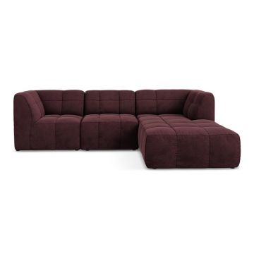 Colțar burgundy cu tapițerie din catifea (cu colț pe partea dreaptă/cu șezlong) Aloha – Makamii