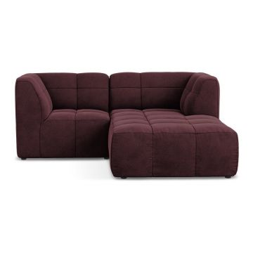 Colțar burgundy cu tapițerie din catifea (cu colț pe partea dreaptă/cu șezlong) Aloha – Makamii