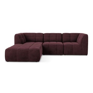 Colțar burgundy cu tapițerie din catifea (cu colț pe partea stângă/cu șezlong) Aloha – Makamii