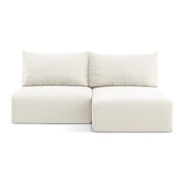 Colțar crem extensibil/cu spațiu de depozitare cu tapițerie din catifea (cu colț pe partea dreaptă/cu șezlong) Kalena – Makamii