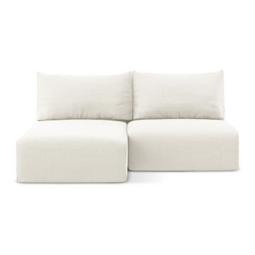 Colțar crem extensibil/cu spațiu de depozitare cu tapițerie din catifea (cu colț pe partea stângă/cu șezlong) Kalena – Makamii