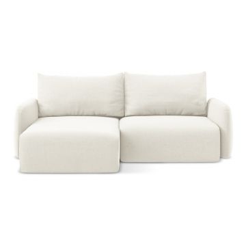 Colțar crem extensibil/cu spațiu de depozitare cu tapițerie din catifea (cu colț pe partea stângă/cu șezlong) Kalena – Makamii