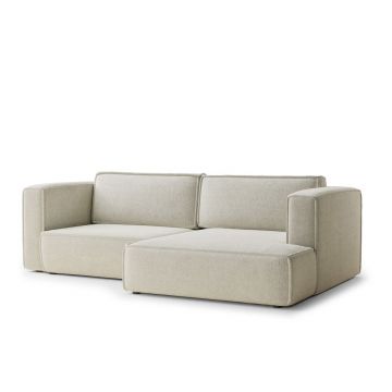 Colțar crem extensibil/cu spațiu de depozitare cu tapițerie din chenille (cu colț pe partea dreaptă/cu șezlong) Velto – Maison de Rêve