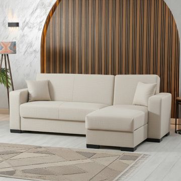 Colțar extensibil reversibil Dumma, crem, 226x148x86 cm