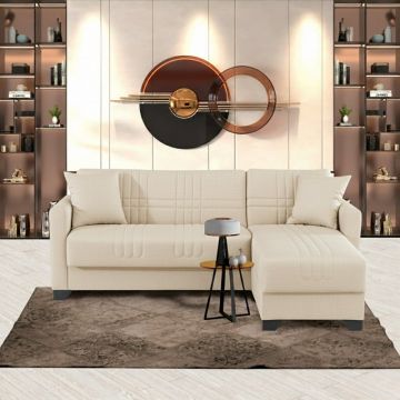 Colțar extensibil reversibil Stashio, crem, 202x143x84 cm