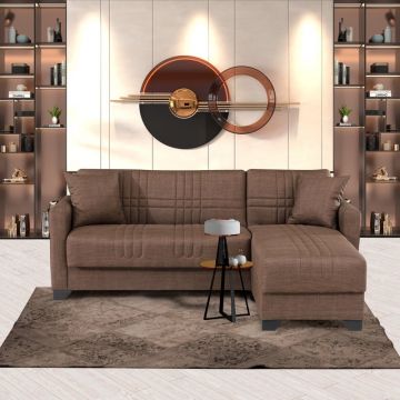 Colțar extensibil reversibil Stashio, maro, 202x143x84 cm
