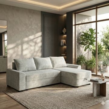 Colțar Gio Extensibil, Montaj Reversibil Stânga/Dreapta, Material Personalizabil, 230x155 cm