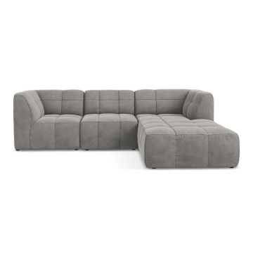 Colțar gri cu tapițerie din catifea (cu colț pe partea dreaptă/cu șezlong) Aloha – Makamii